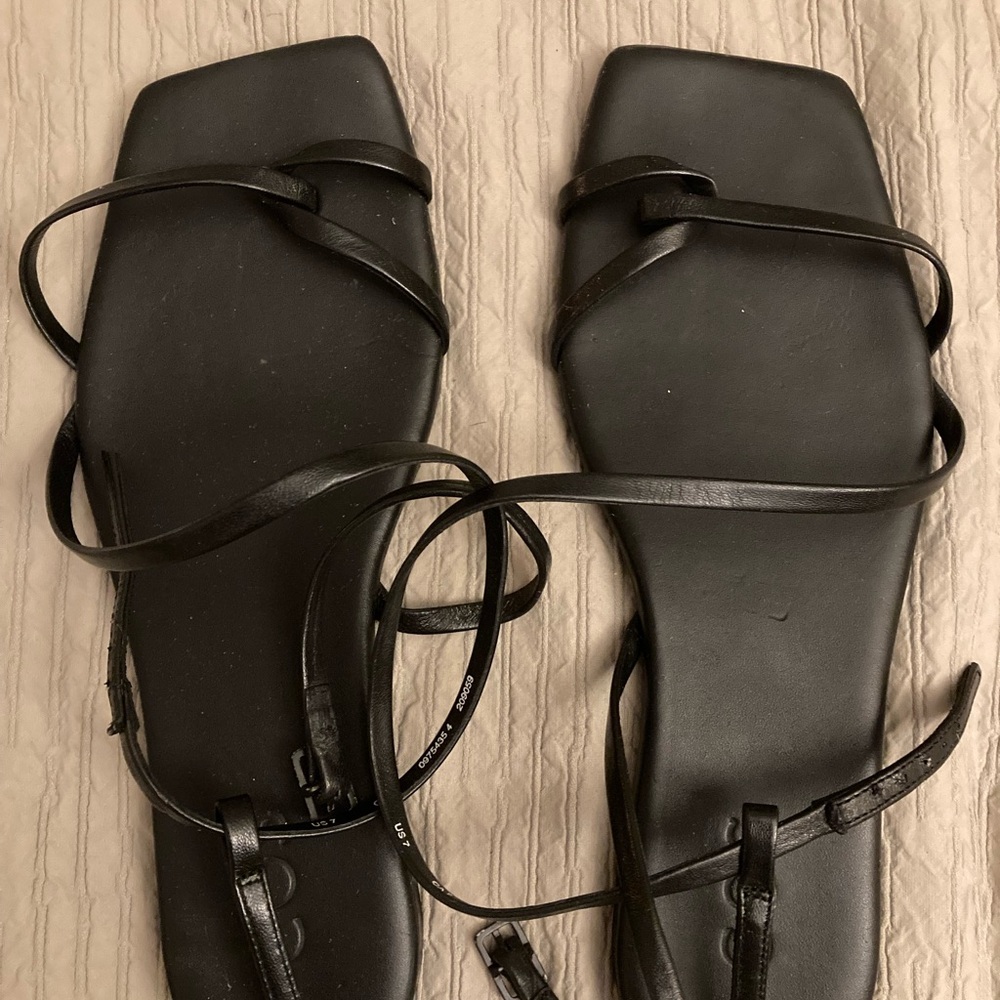 COS Women's Black Strappy Flat Sandals Size 7